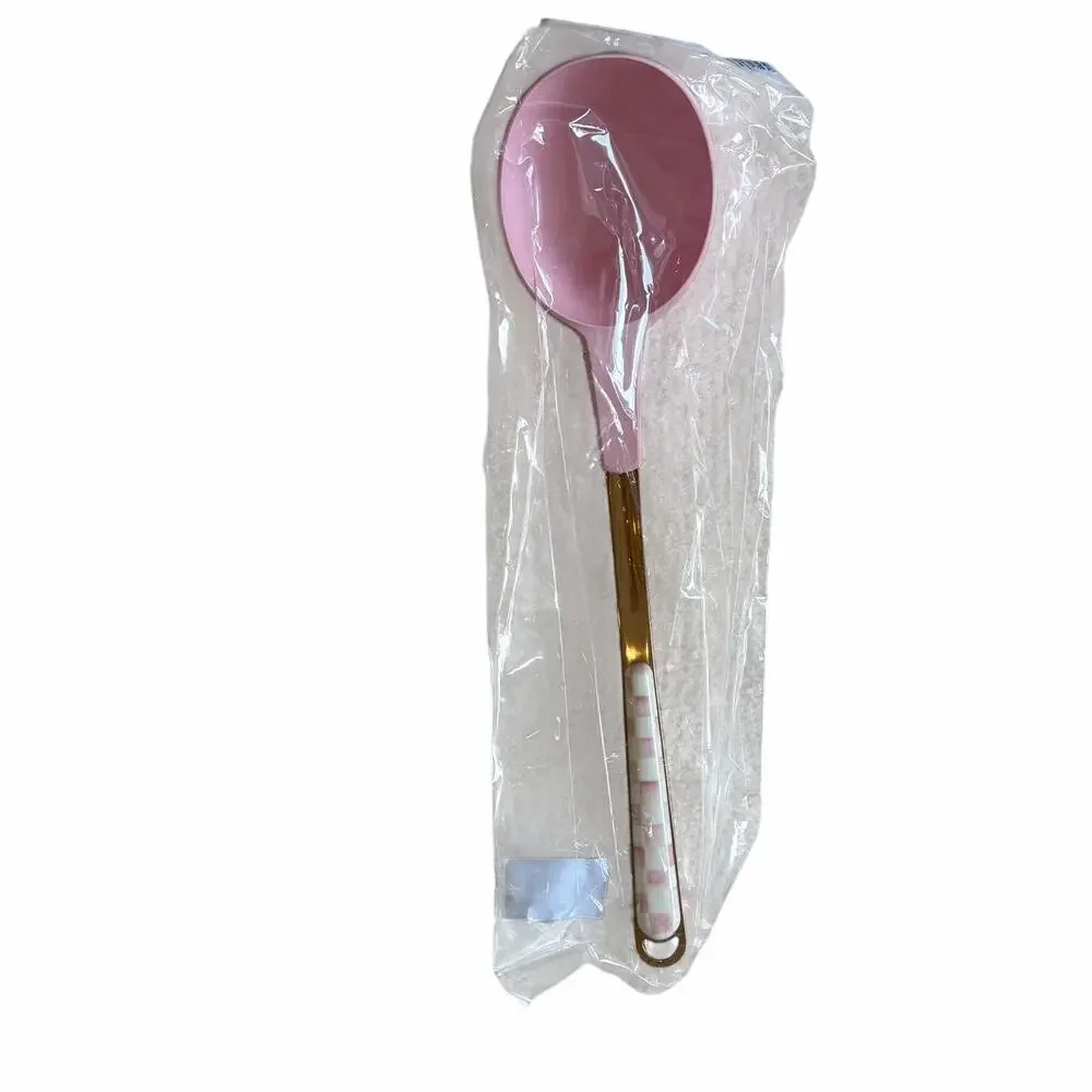 MacKenzie-Childs Rosy Check Ladle Coquette Pink and White Kitchen NEW